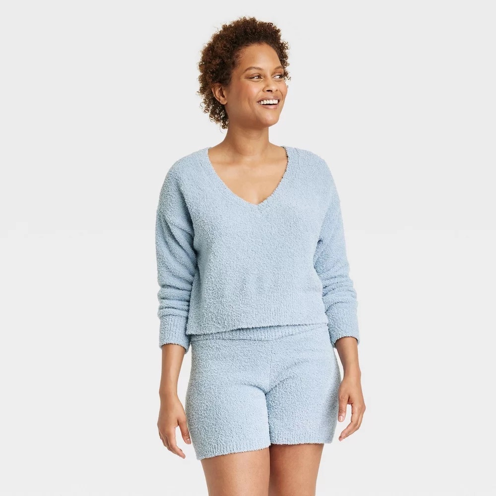 Target sleepwear cropped fuzzy sweater.
